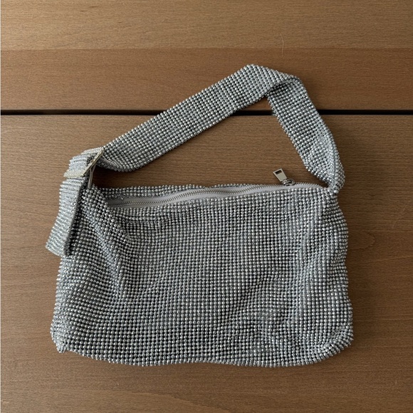 Handbags - Brown’s Silver Crystal Beaded Shoulder Bag